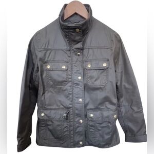 J.Crew Downtown Field Jacket Waxed Cotton Canvas Olive Green Size S